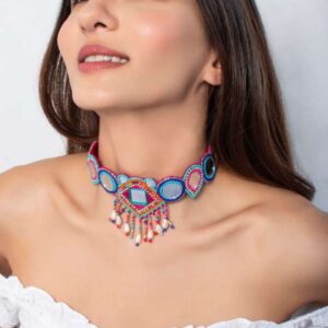5789d59e-947a-4cee-92a4-b4519837a42a1649307523704FidaMulticolouredMirrorWorkBeadedChokerNecklace4